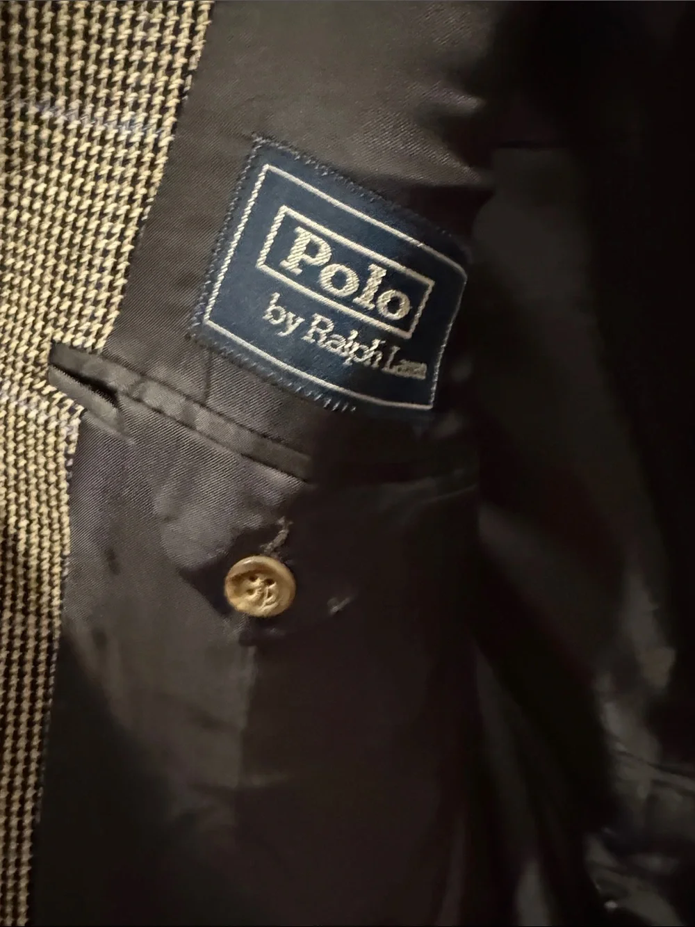 2000s VTG Polo Ralph Lauren Italy-Made Wide Lapel Flax/Linen Check Sport Coat